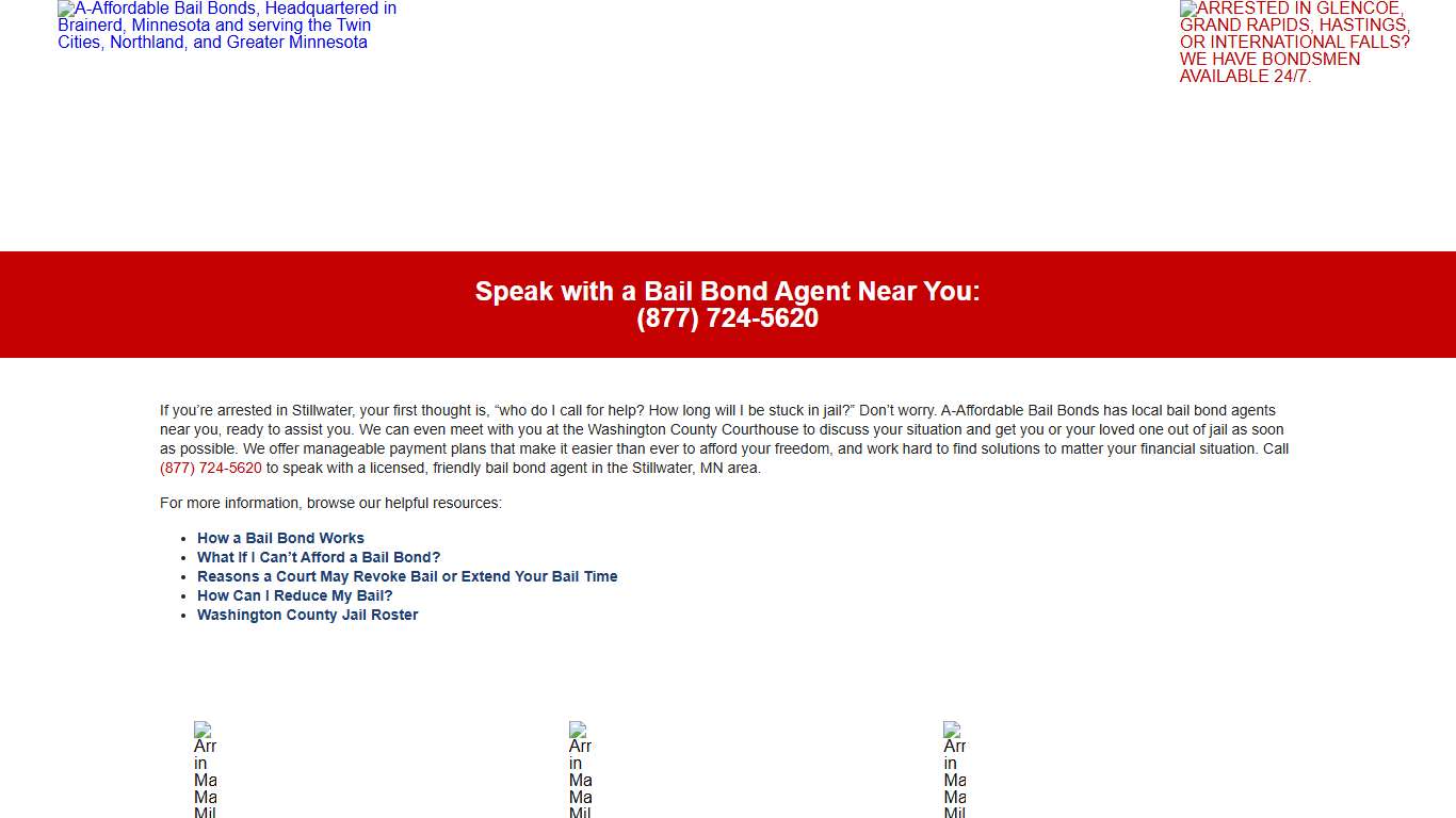 Get a Bail Bond in Stillwater, Minnesota 24/7 Bail Bond Services