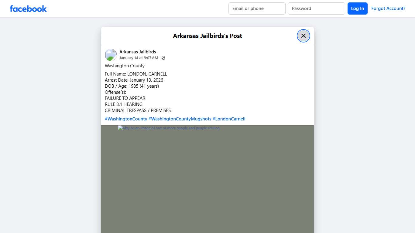 Washington County Full Name: LONDON,... - Arkansas Jailbirds Facebook
