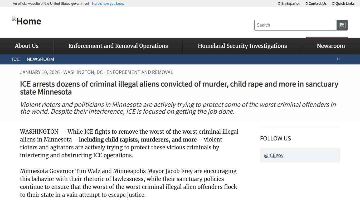 ICE arrests dozens of criminal illegal aliens convicted of murder, child rape and more in sanctuary state Minnesota ICE